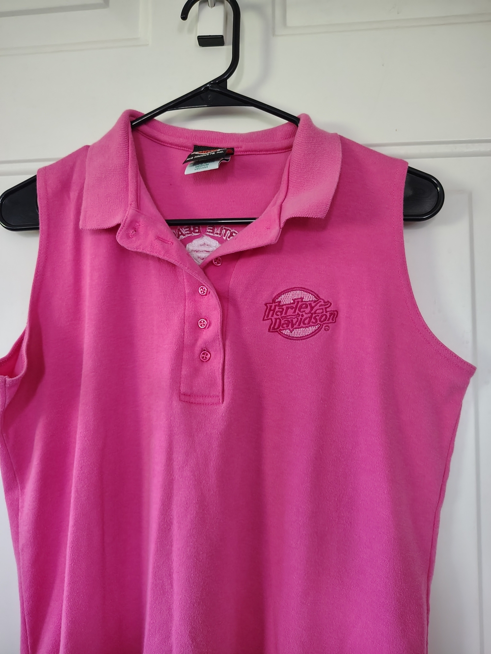 Harley Davidson Myrtle Beach Sleeveless Polo Top Pink Medium